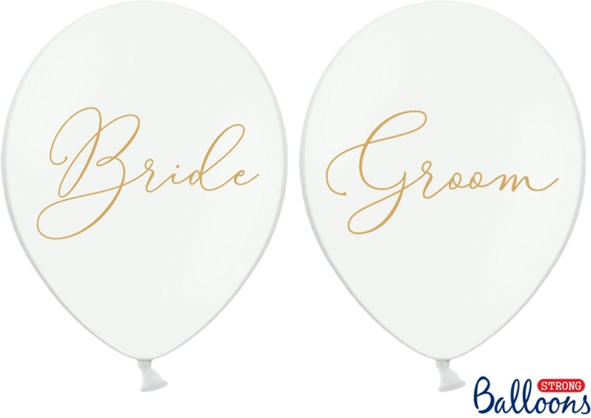 Ballonnen Bride, Groom Pastel Pure White