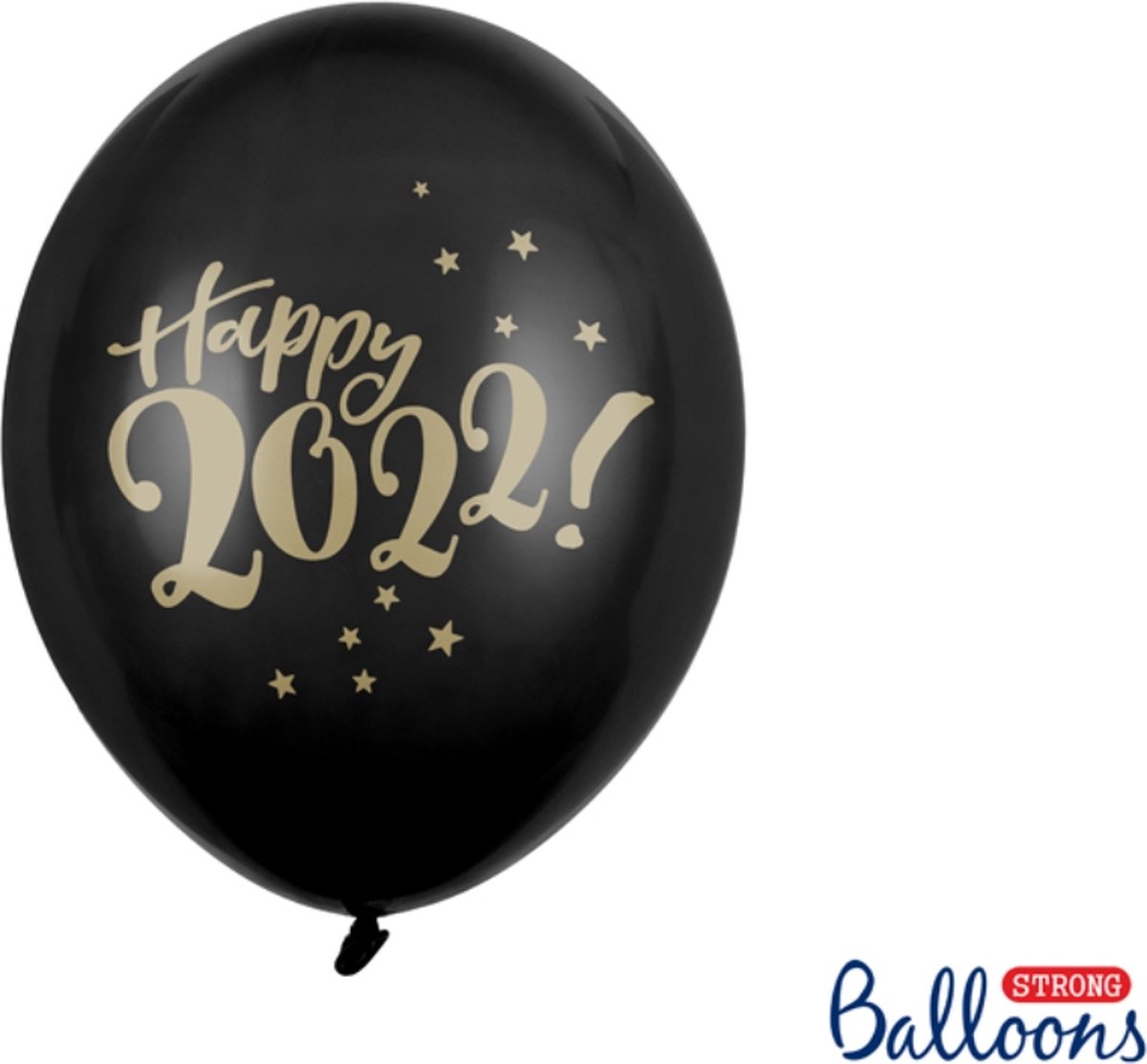 Ballonnen Happy 2022! Pastel Zwart 33 cm - 6 stuks