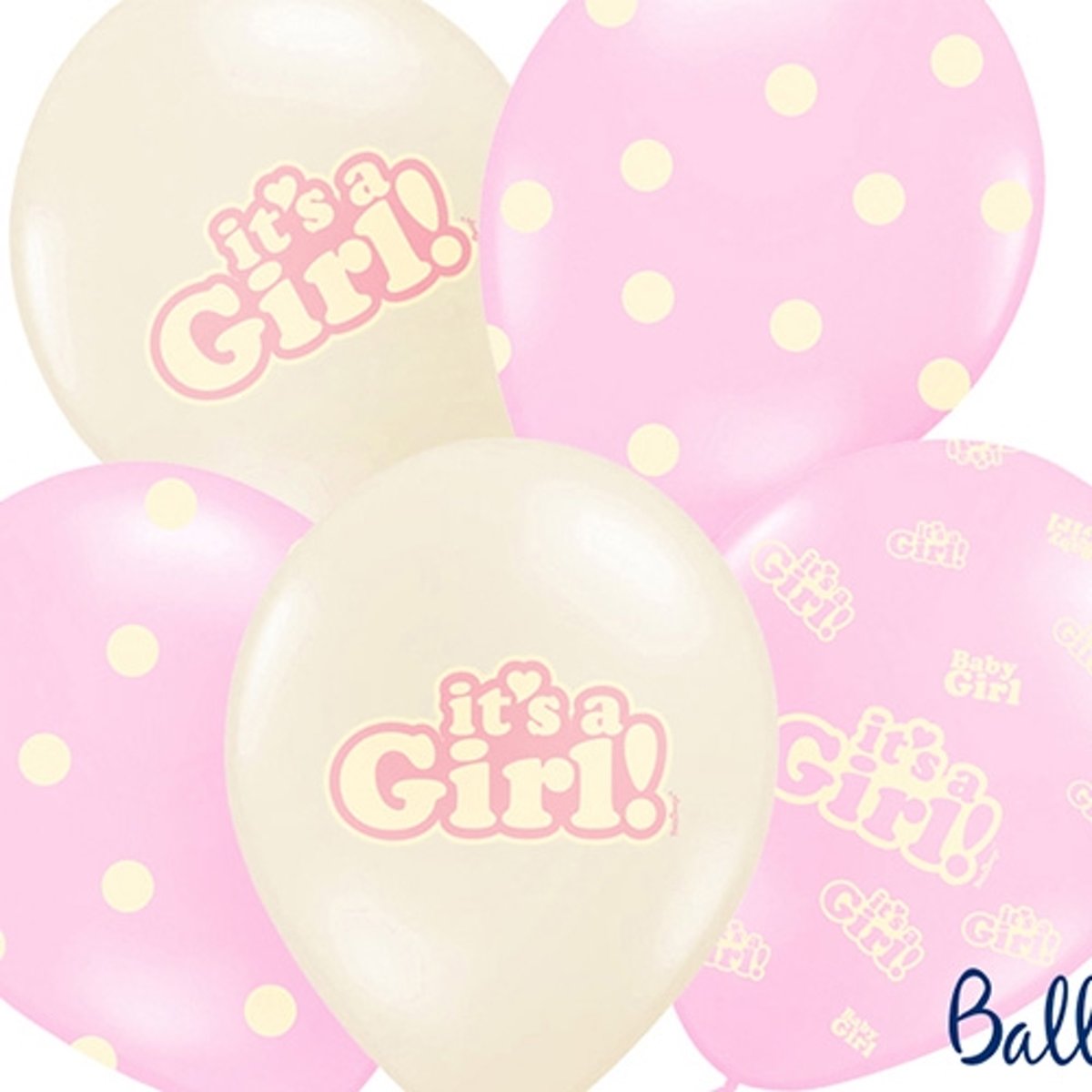 Ballonnen It’s a Girl Pastel Mix (6 stuks)