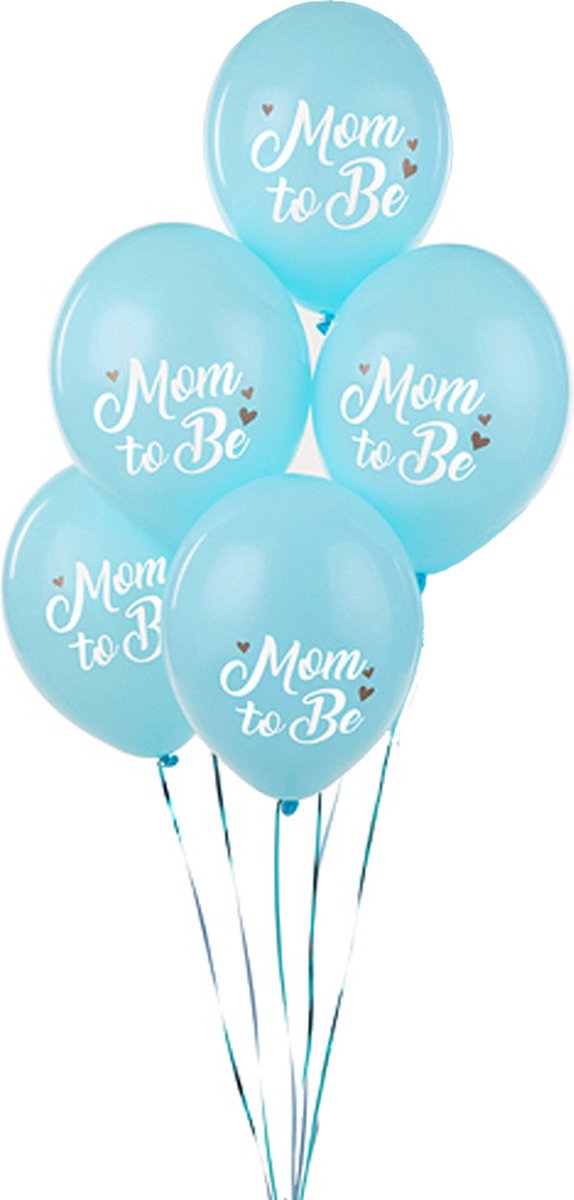 Ballonnen Mom to Be Blauw - 5 stuks