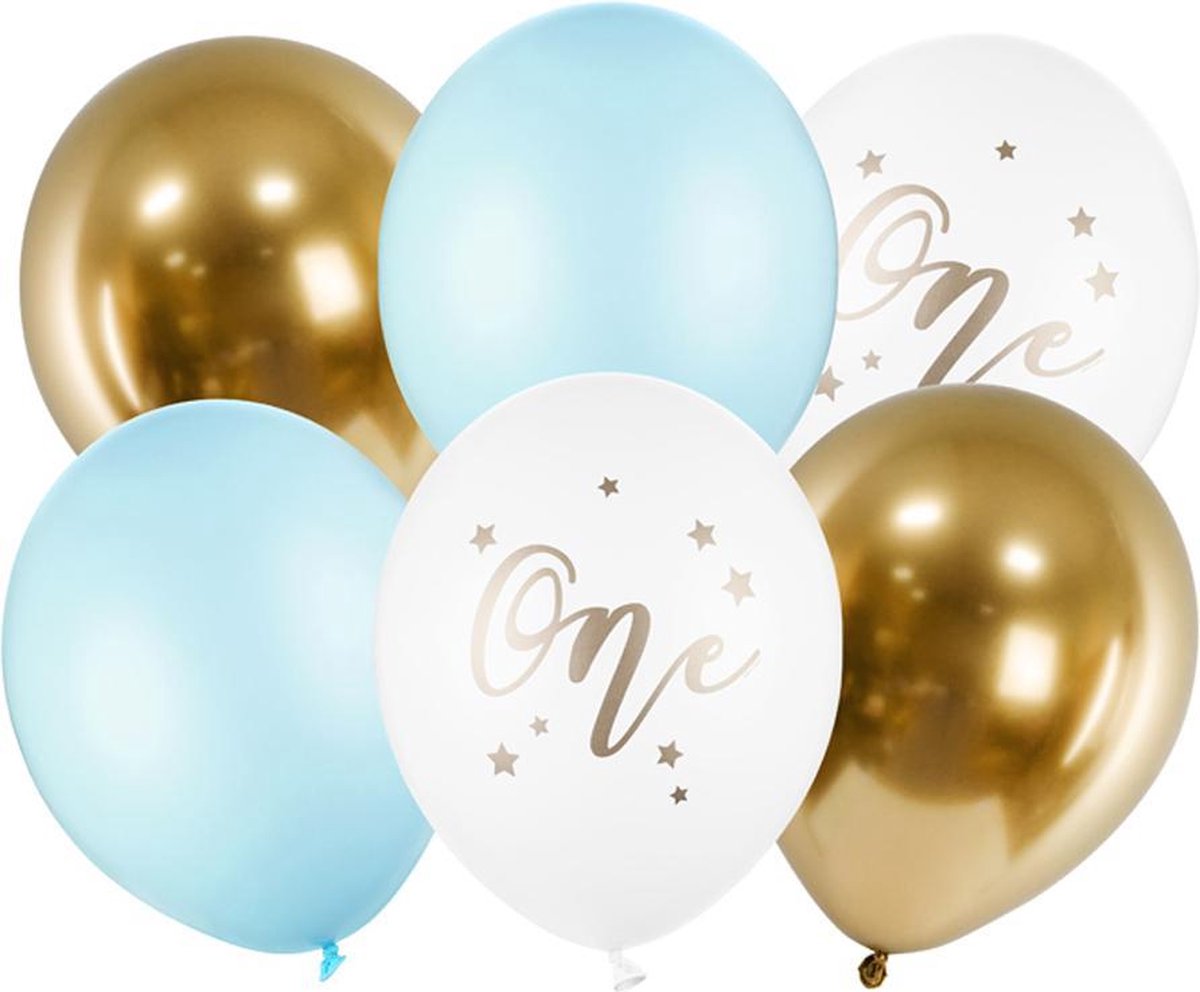 Ballonnen One Blauw Goud - 6 stuks