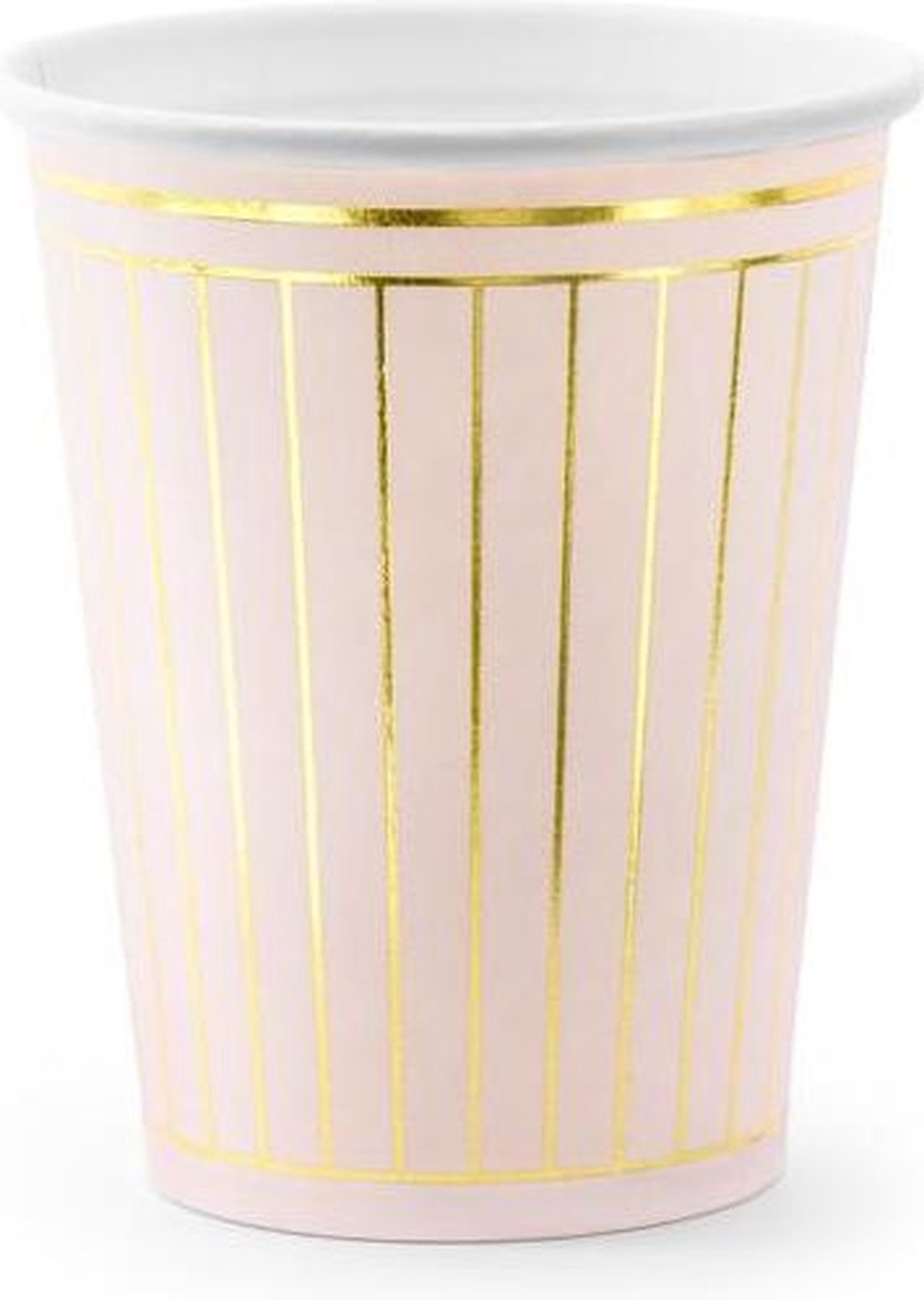 Cups Strips, licht roze, 260ml (6 stuks)