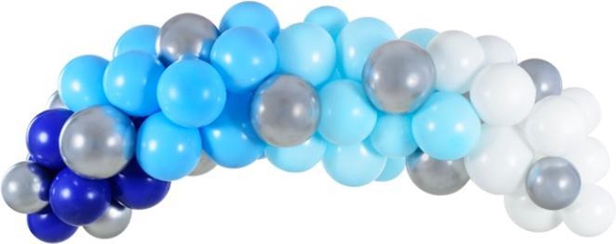 DIY Kit Ballonboog - Blauw en Zilver (2m, 60 ballonnen)