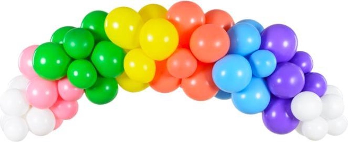 DIY Kit Ballonboog - Pastel Regenboog (2m, 60 ballonnen)