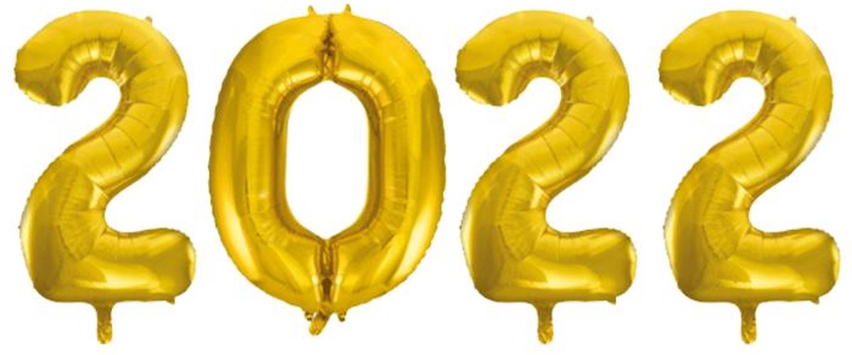 FOLIE BALLONNEN SET 2022 GOUD / 86cm / OUD EN NIEUW DECORATIE VERSIERING