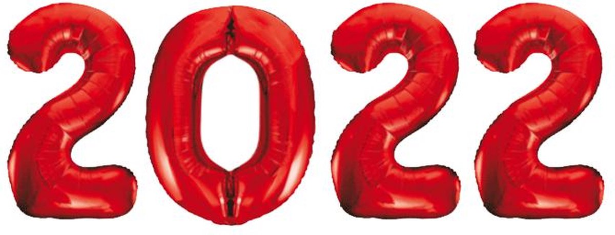 FOLIE BALLONNEN SET 2022 ROOD / 86CM / OUD EN NIEUW DECORATIE VERSIERING