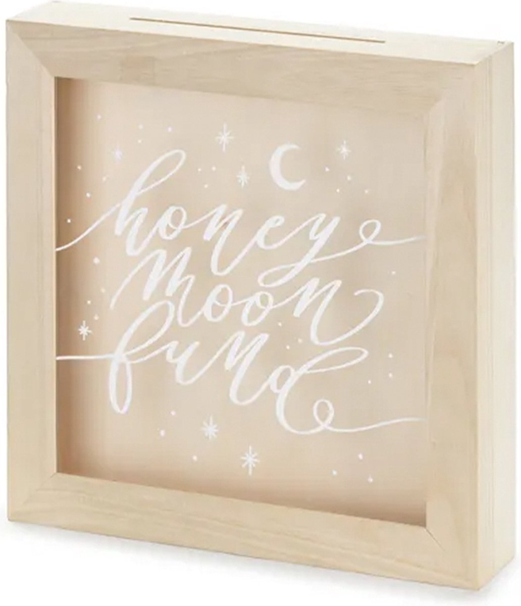 Geldbox Hout (30 x 30 x 6 cm) - Honeymoon Fund