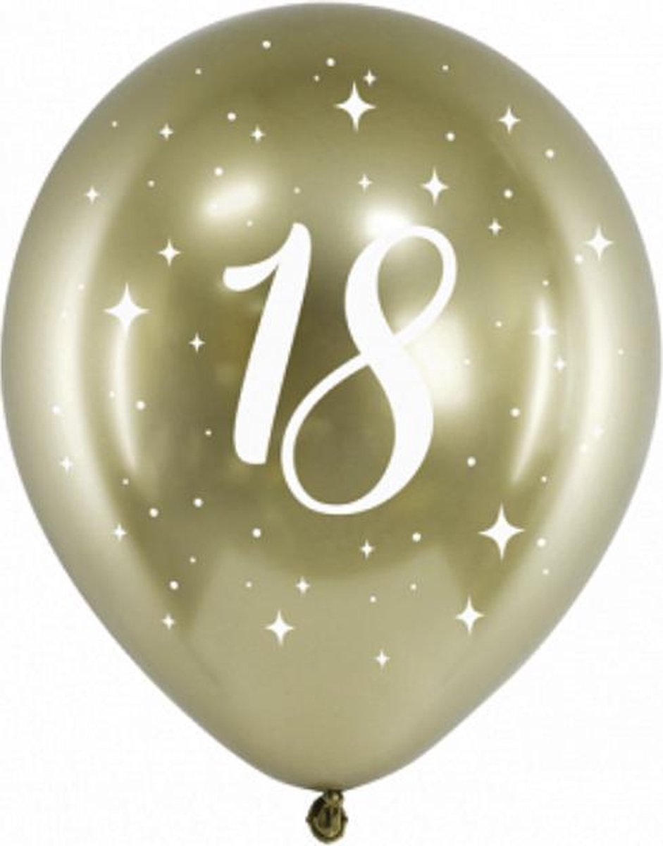 Glossy ballonnen gold 18 jaar (6 stuks)