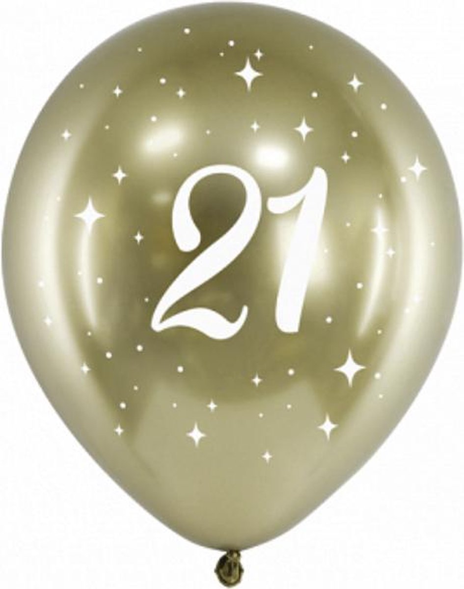 Glossy ballonnen gold 21 jaar (6 stuks)