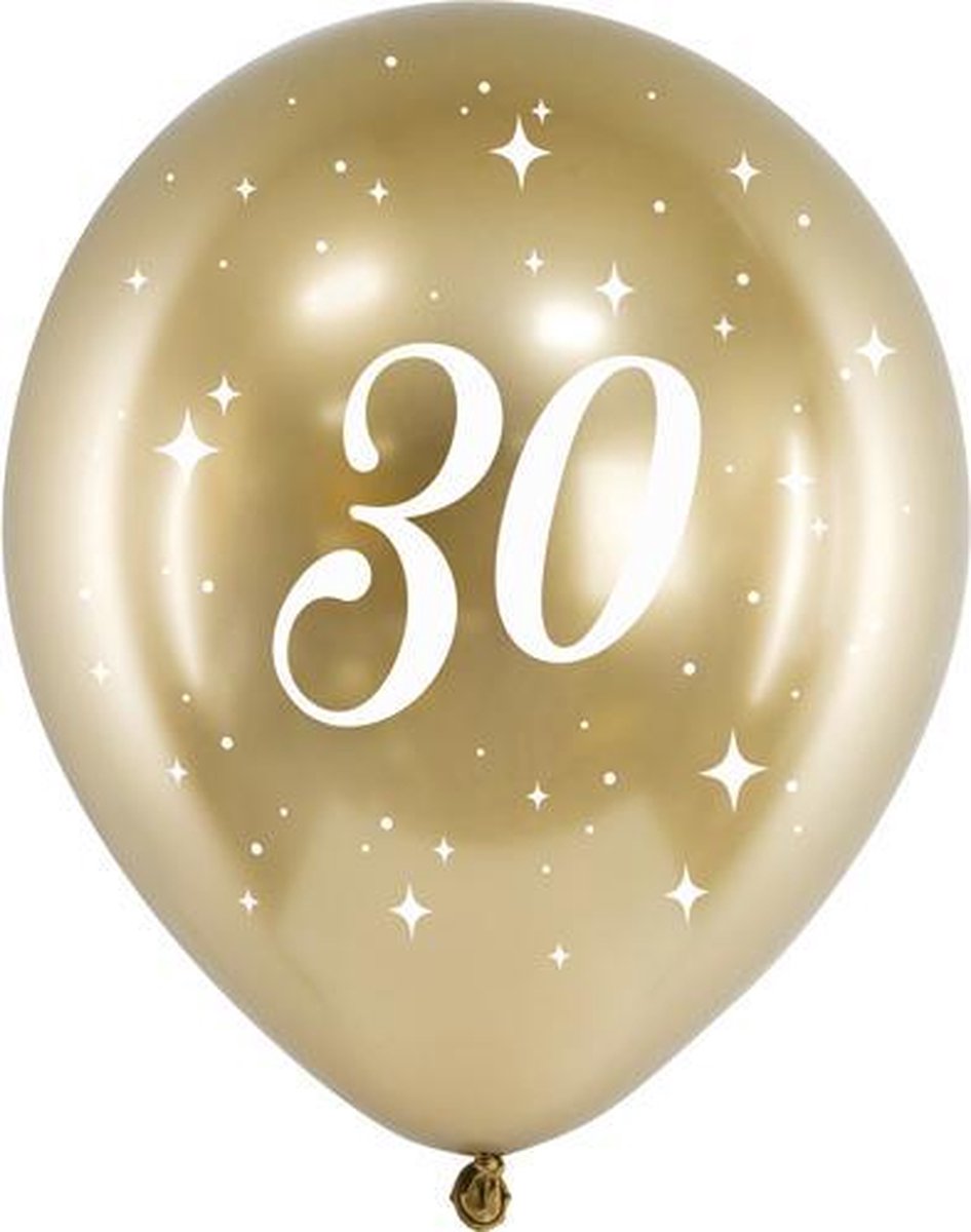 Glossy ballonnen gold 30 jaar (6 stuks)