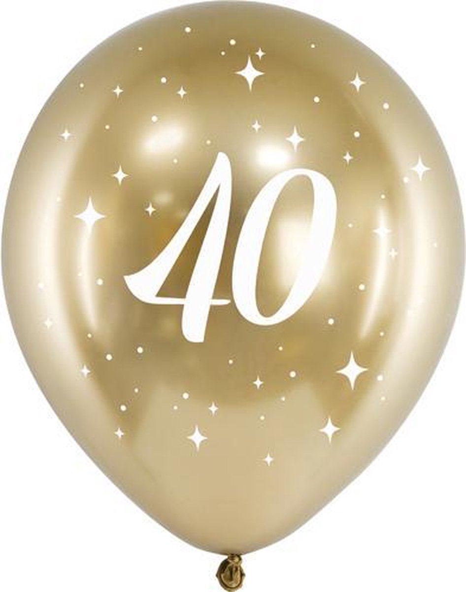 Glossy ballonnen gold 40 jaar (6 stuks)