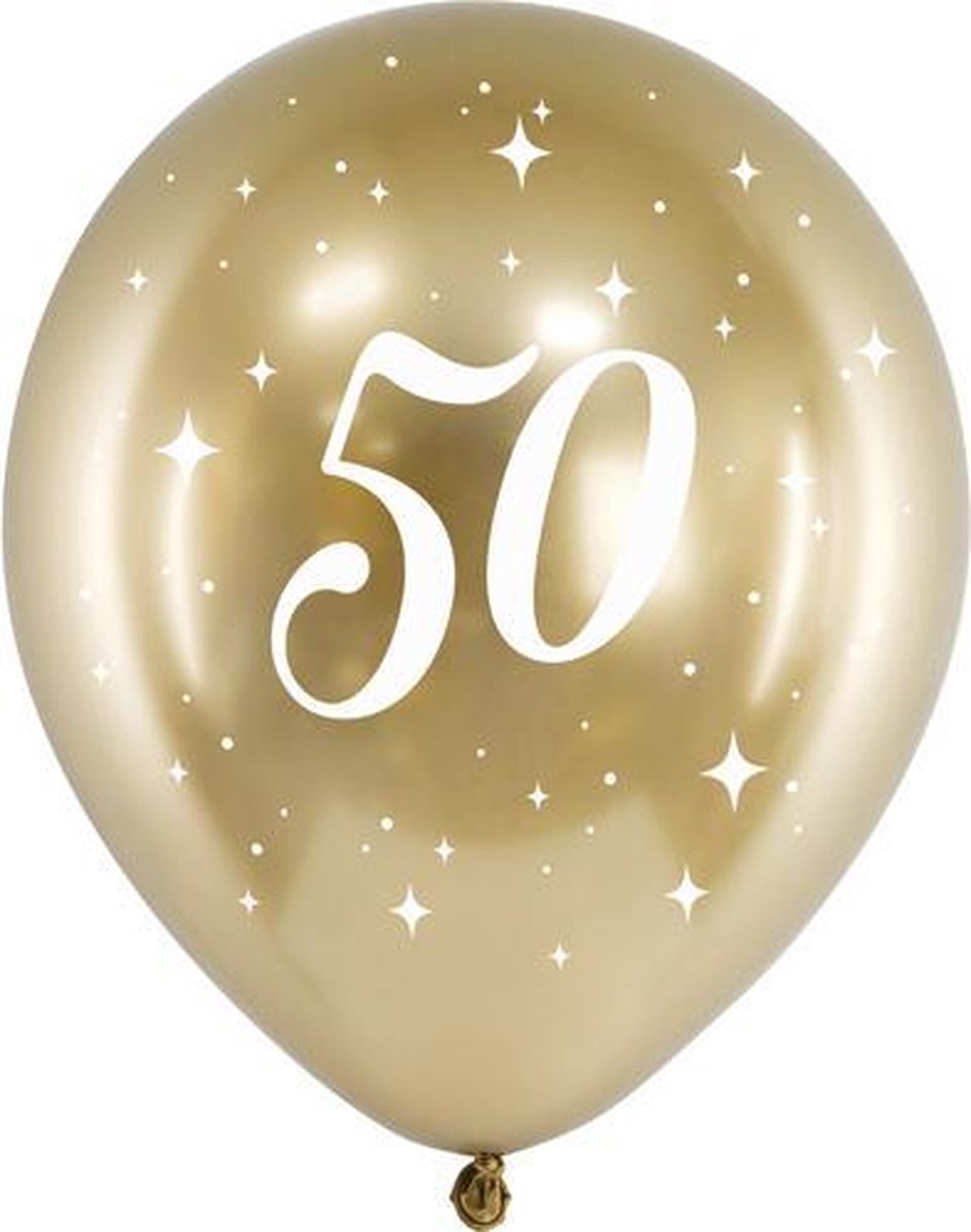 Glossy ballonnen gold 50 jaar (6 stuks)