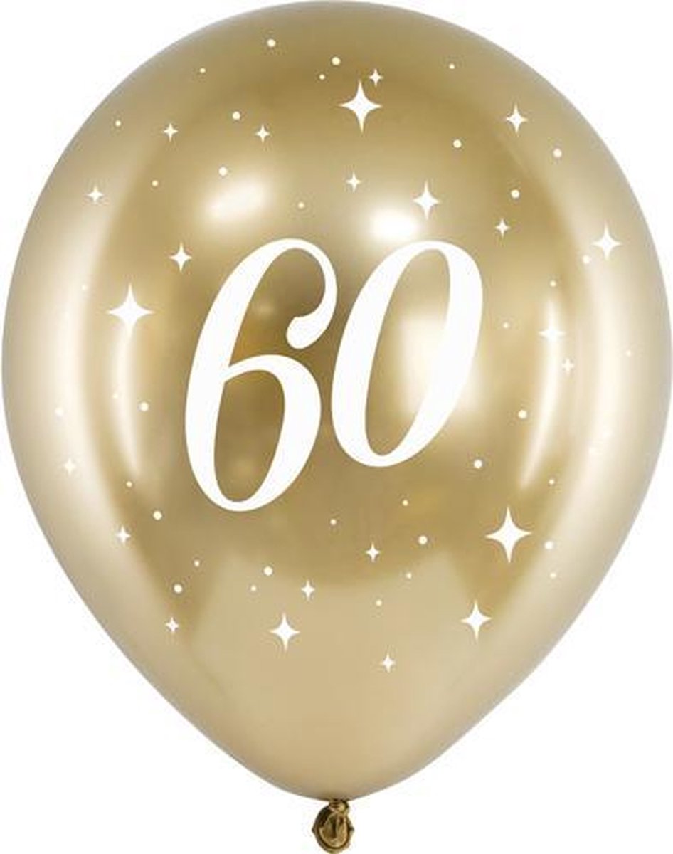 Glossy ballonnen gold 60 jaar (6 stuks)