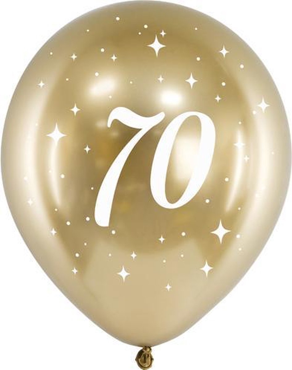 Glossy ballonnen gold 70 jaar (6 stuks)