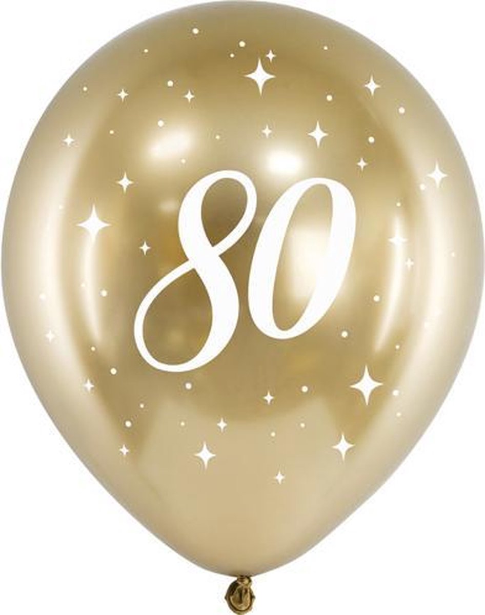 Glossy ballonnen gold 80 jaar (6 stuks)