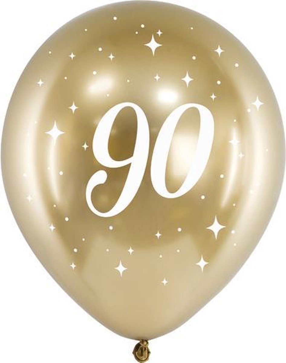 Glossy ballonnen gold 90 jaar (6 stuks)