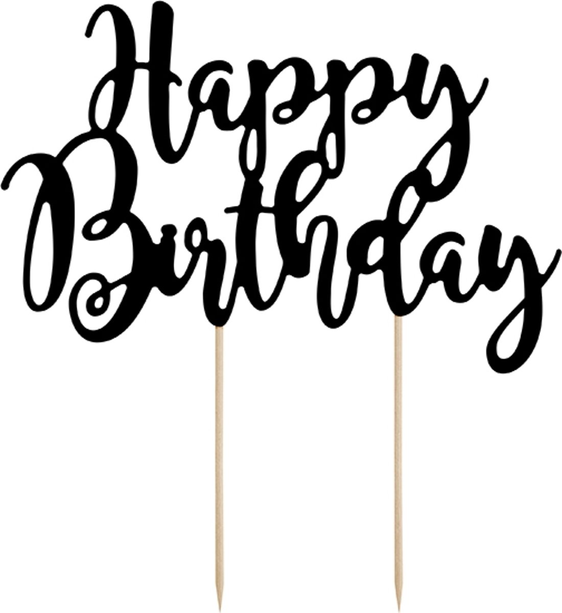 Happy Birthday - kartonnen taart topperZwart
