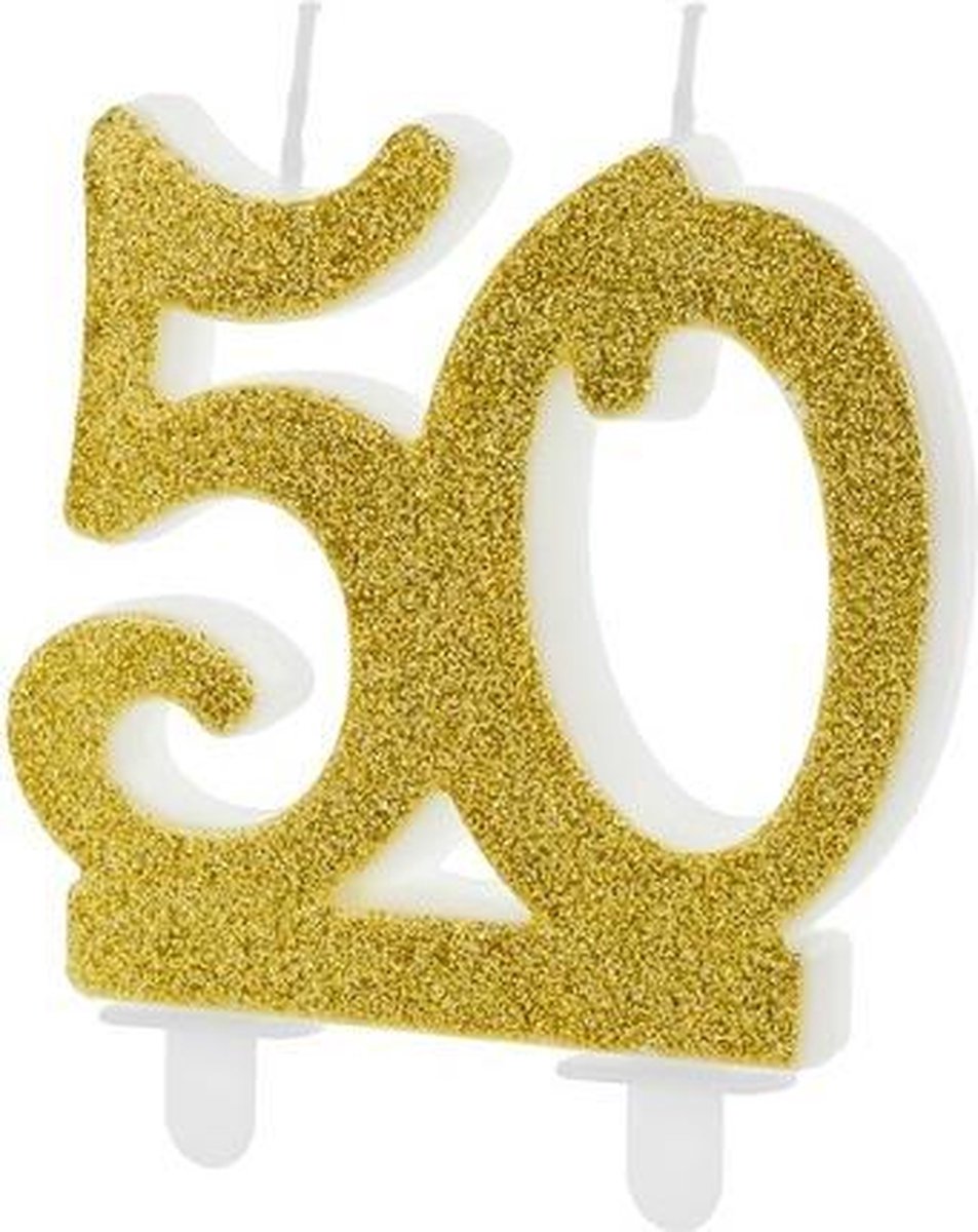 Kaarsje 50 glitter goud