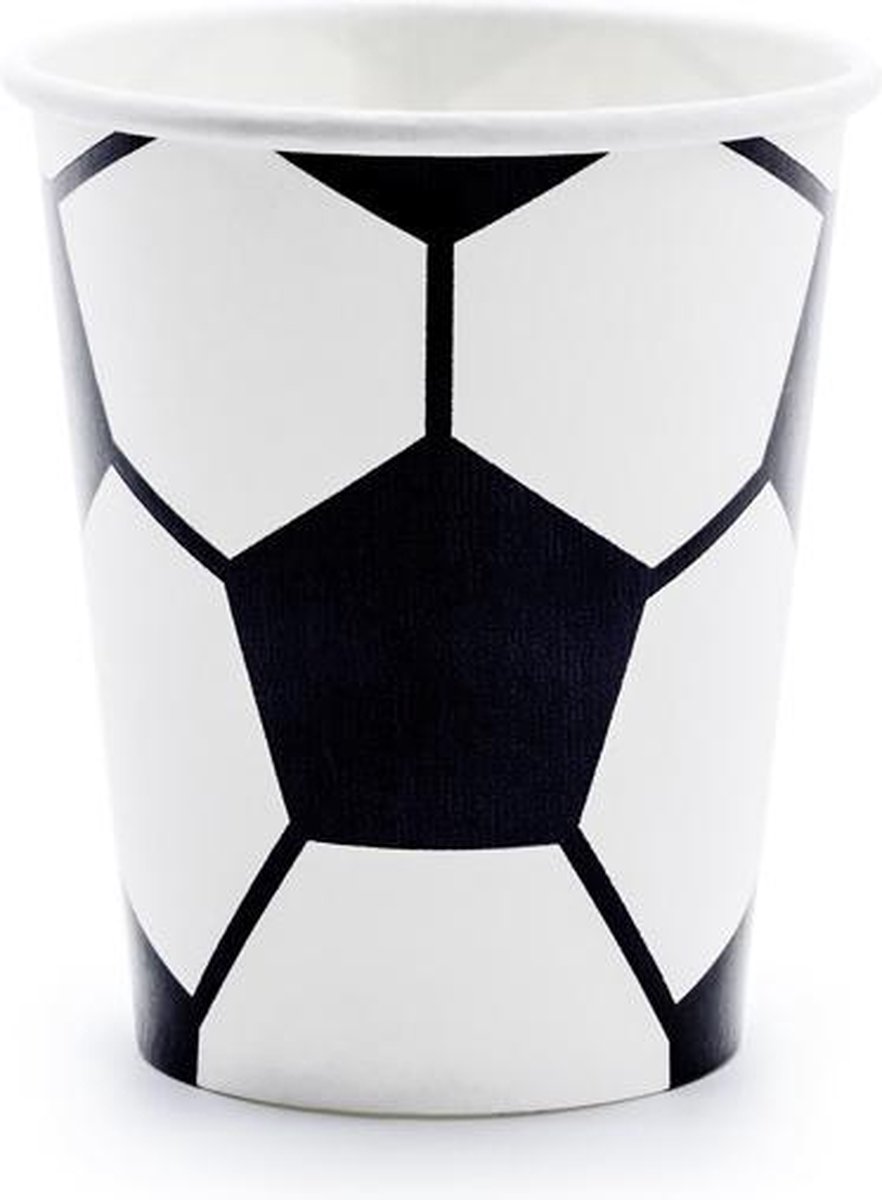 Kartonnen beker voetbal 220ml, 6 stuks