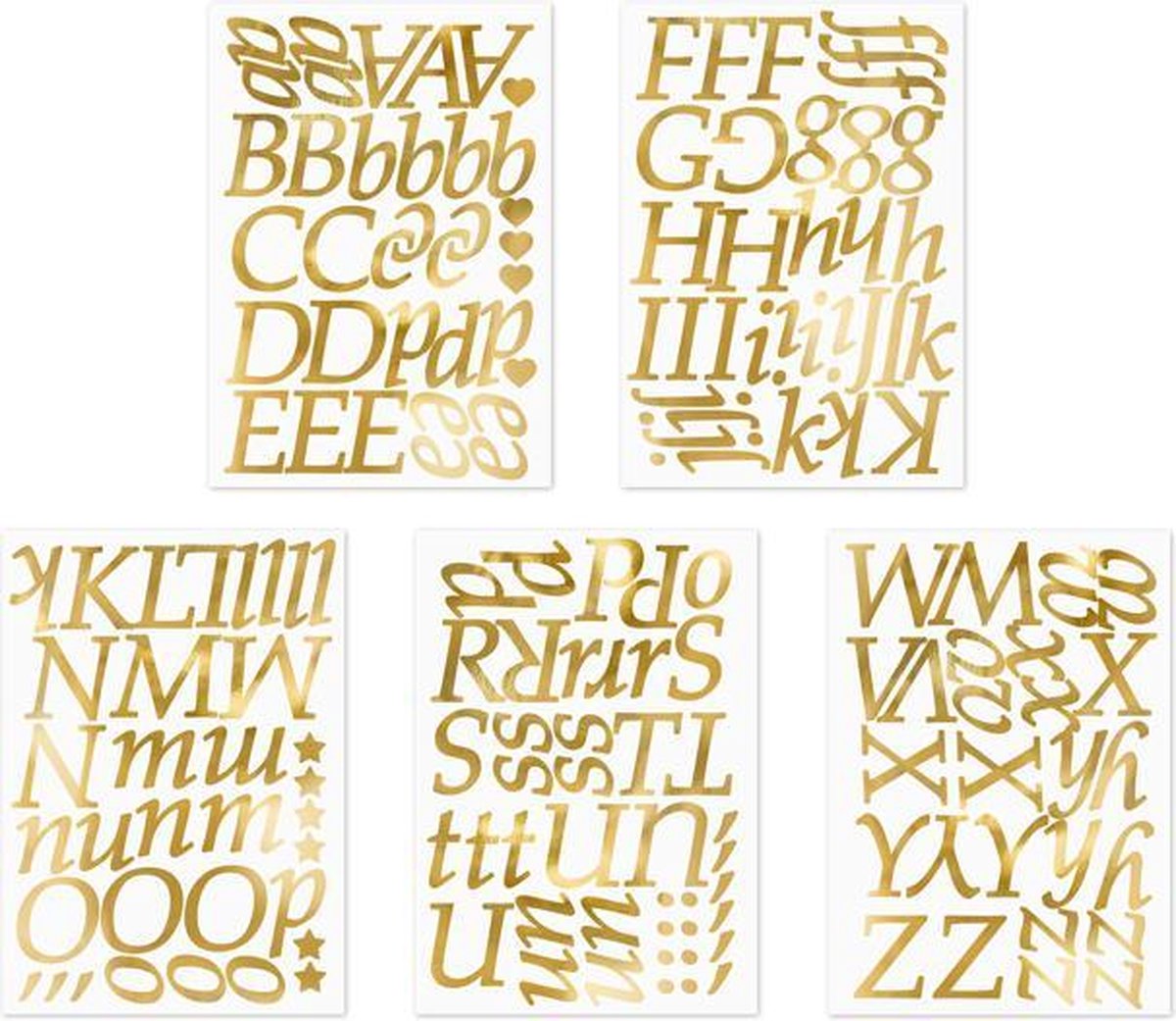 Letter Stickers, gold ( 5 vellen)