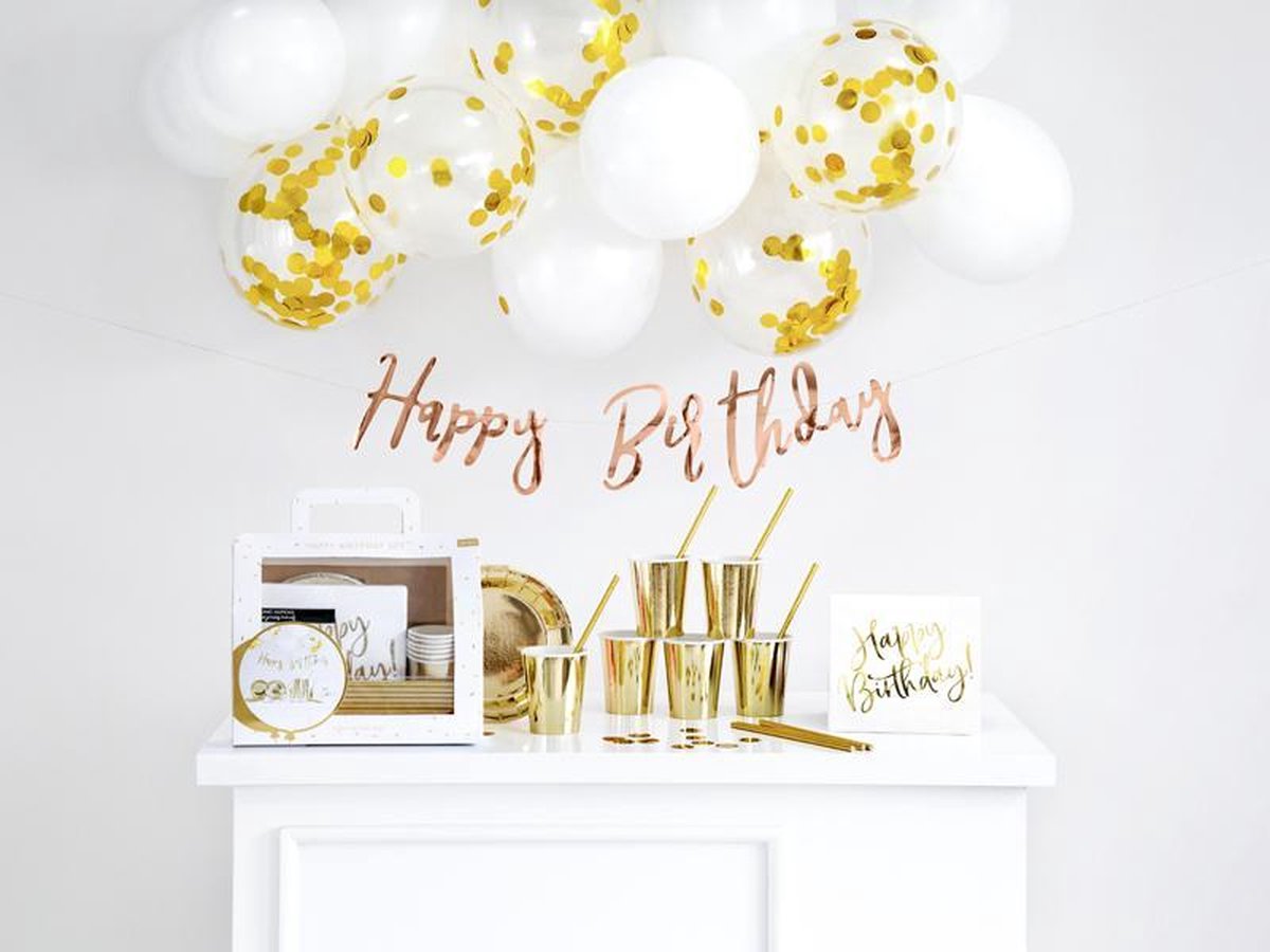 Luxe partyset Happy Birthday metallic goud 60-delig