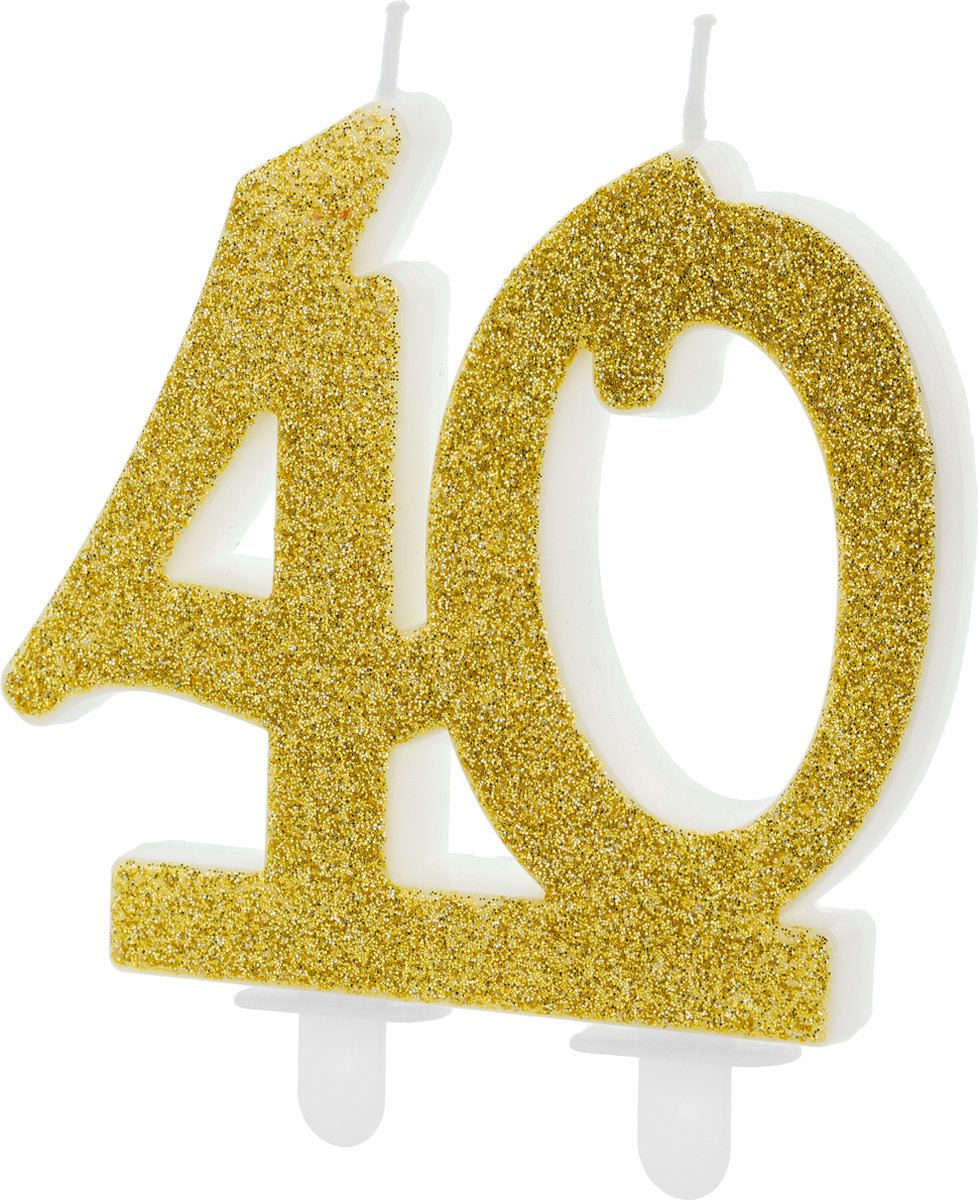 PartyDeco - Taartkaarsje - Cijfer 40 - Glitter - Goud