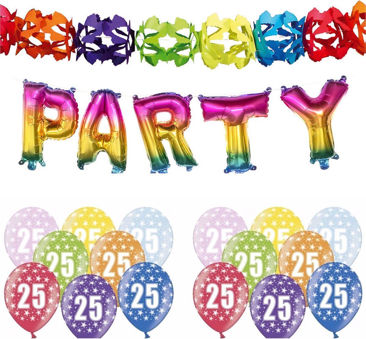 Partydeco - 25 jaar feestartikelen pakket slingers/ballonnen/letters