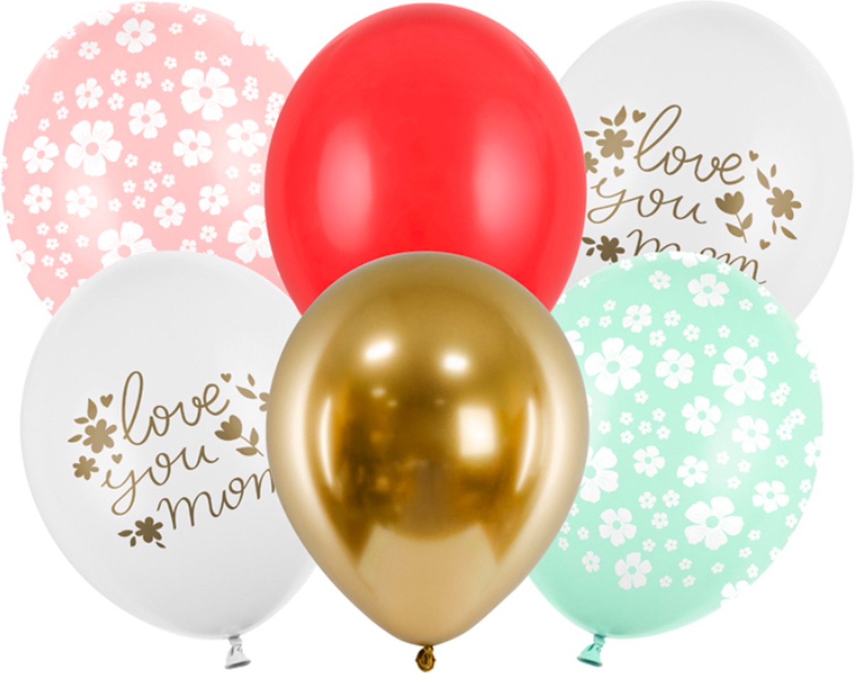 Partydeco ballonnen - Love You Mom (6 stuks)