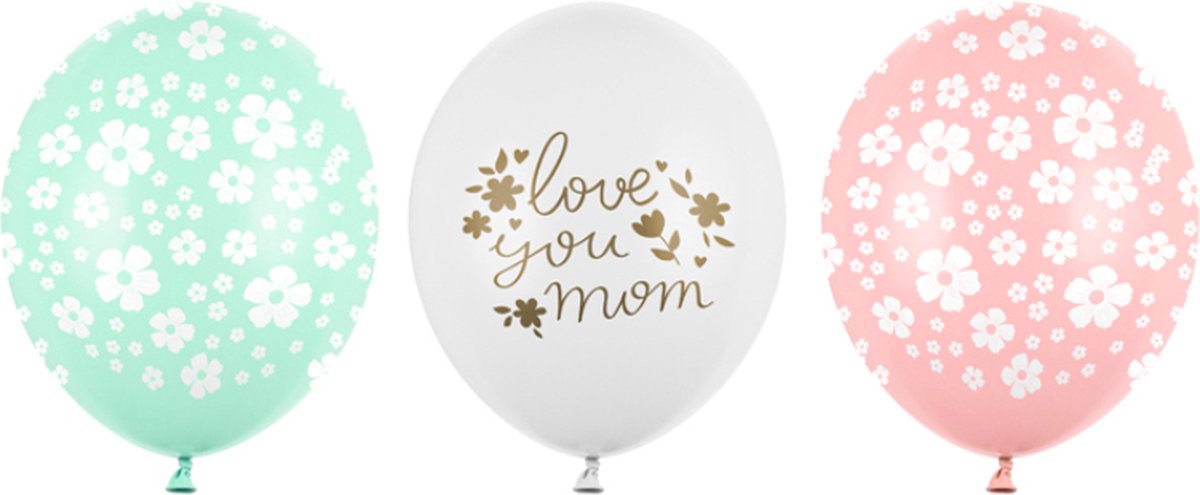 Partydeco ballonnen - Love You Mom mix (50 stuks)