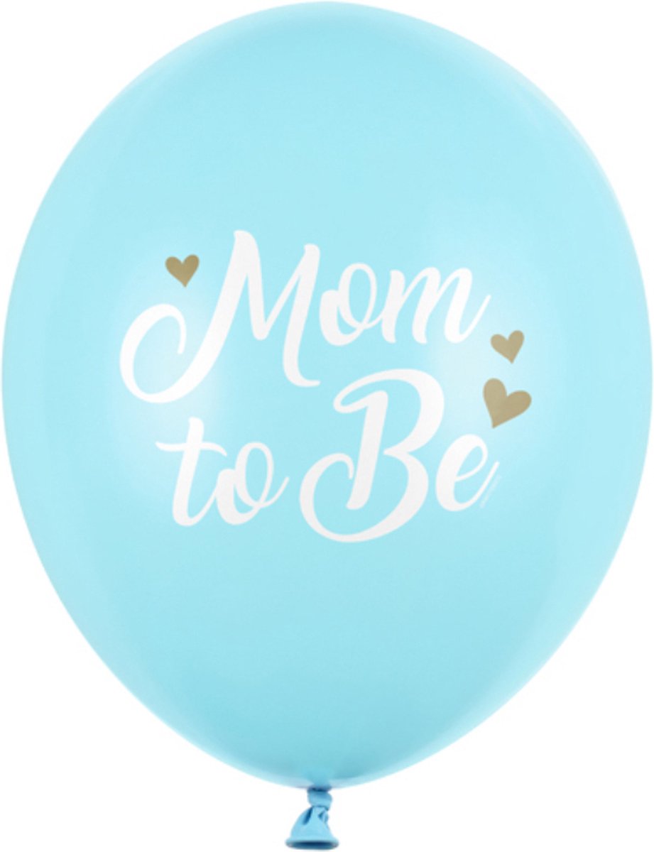 Partydeco ballonnen - Mom to be blauw (6 stuks)