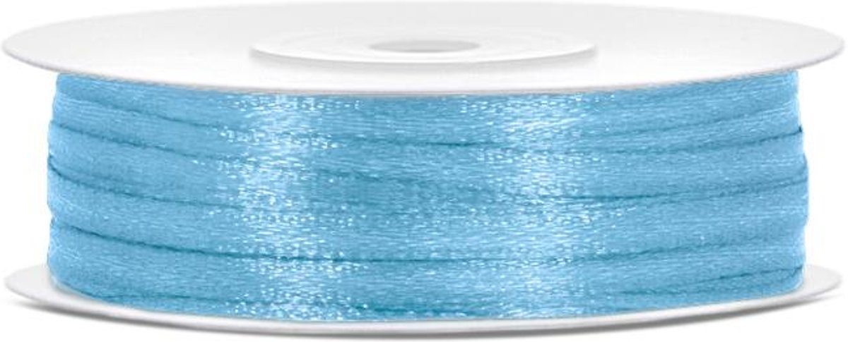 Satijnen lint, kleur sky-blauw, 3 mm x 50 meter