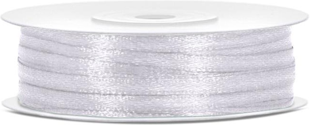Satijnen lint, kleur wit, 3 mm x 50 meter