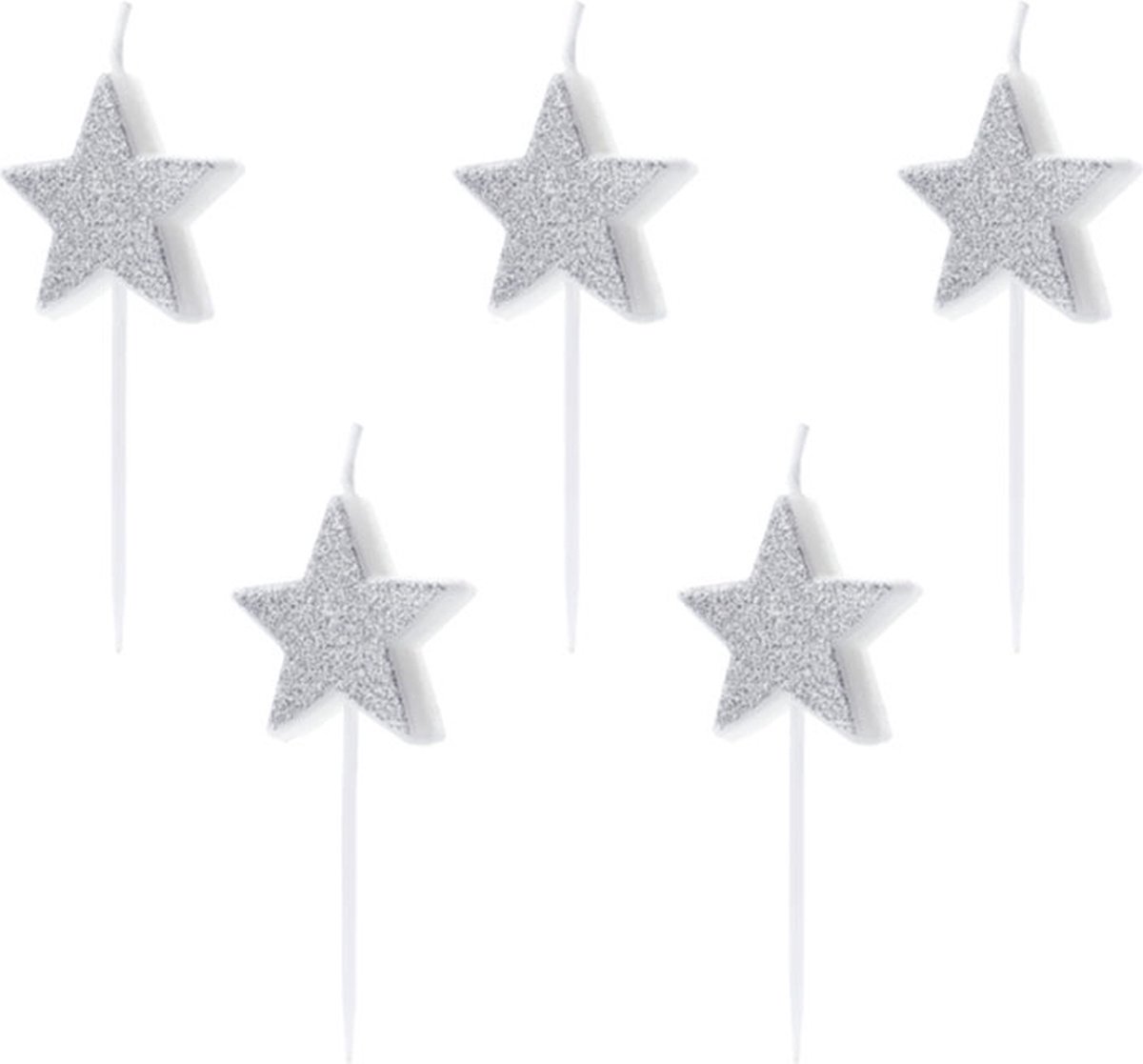 Taartkaarsjes set  5st. - Silver Stars