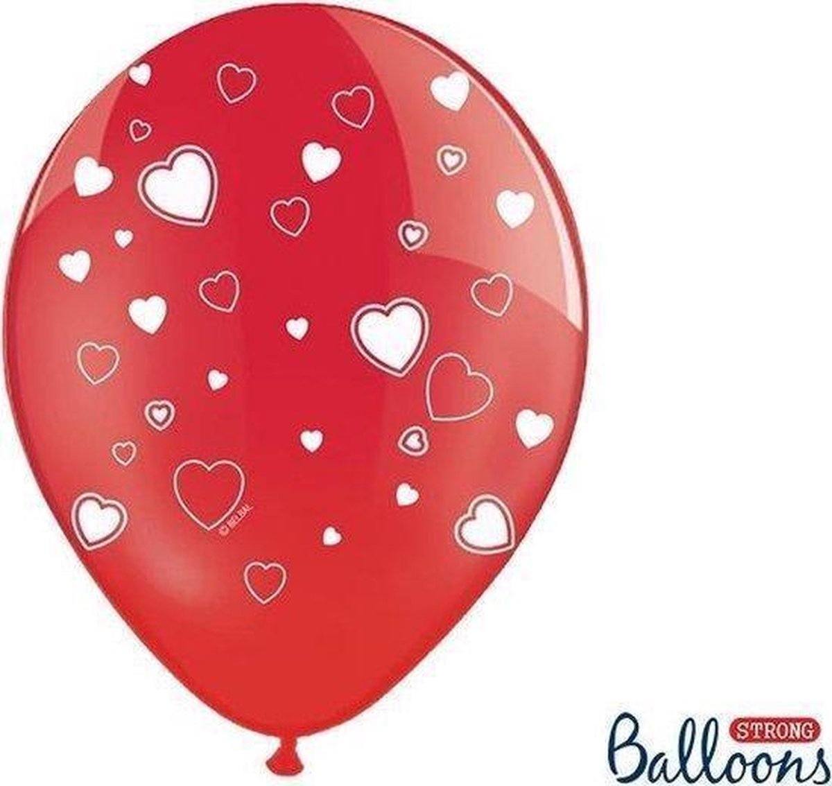 Valentijnsdag helium Ballonnen rood met hartjes Valentijn - 6 stuks - 30cm