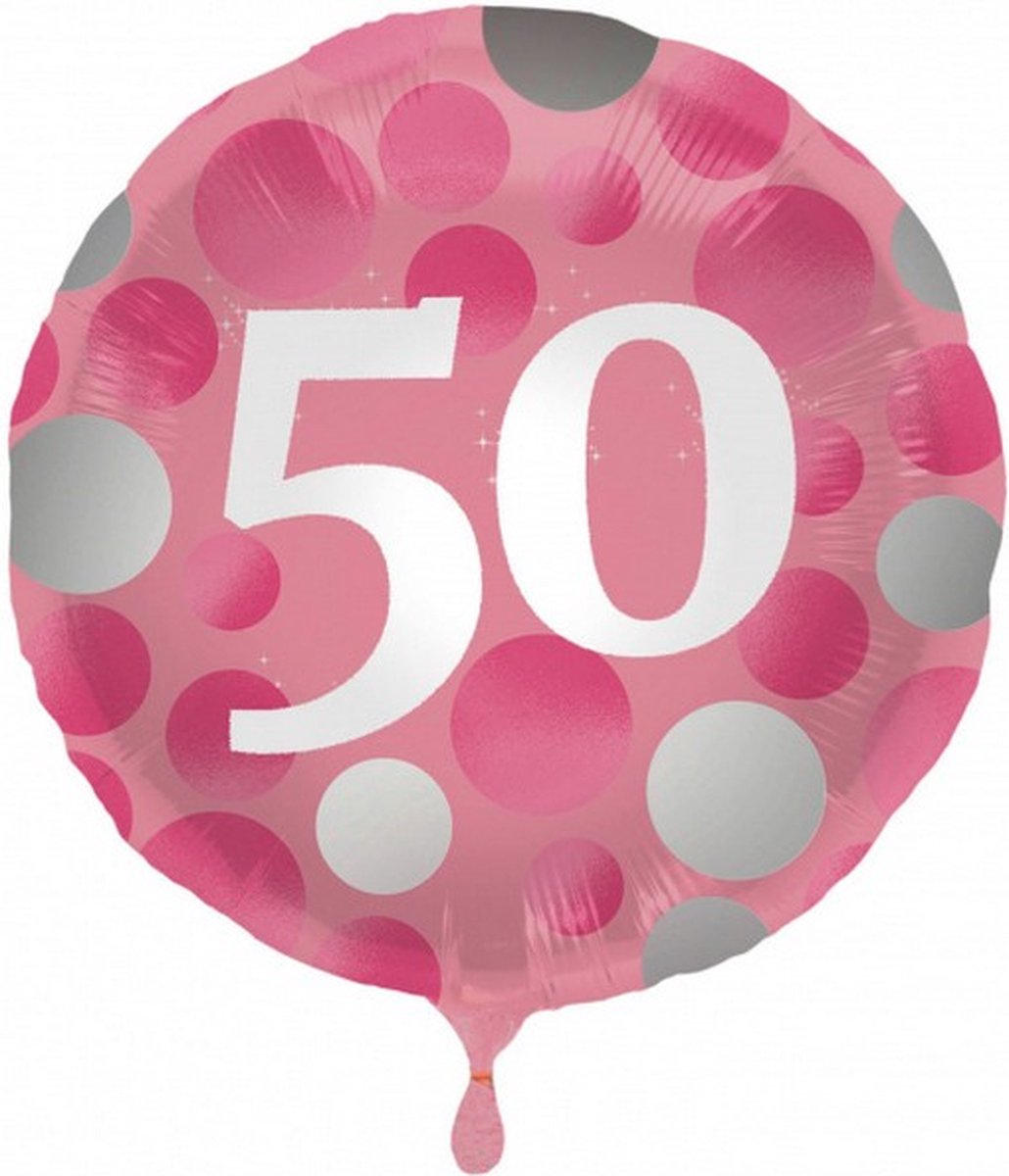 folieballon 50 jaar 45 cm roze