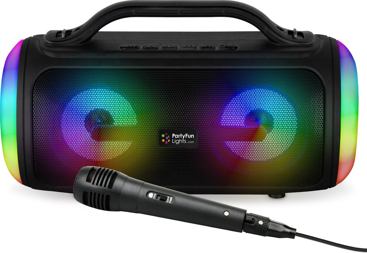   draadloze karaoke set party speaker met microfoon zwart - Discoverlichting - Oplaadbaar - Voor volwassenen en kinderen