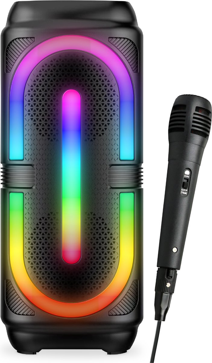   draadloze karaoke set party speaker met microfoon zwart - Discoverlichting - Oplaadbaar