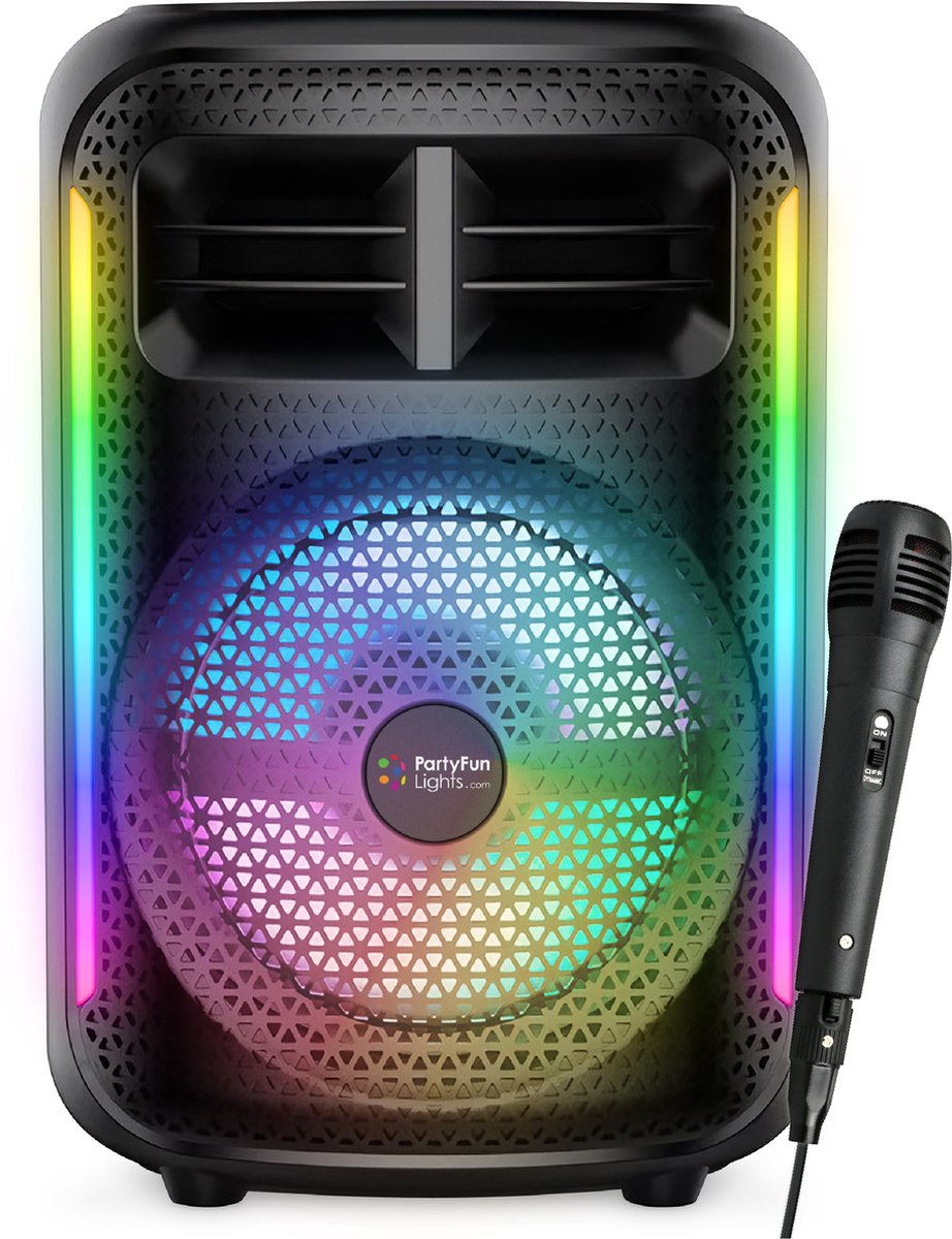   draadloze karaoke set party speaker met microfoon zwart - Discoverlichting - Oplaadbaar