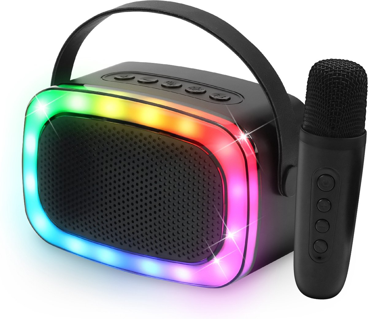   mini karaoke set party speaker met microfoon zwart - Discoverlichting - Draadloos - Voor volwassenen en kinderen