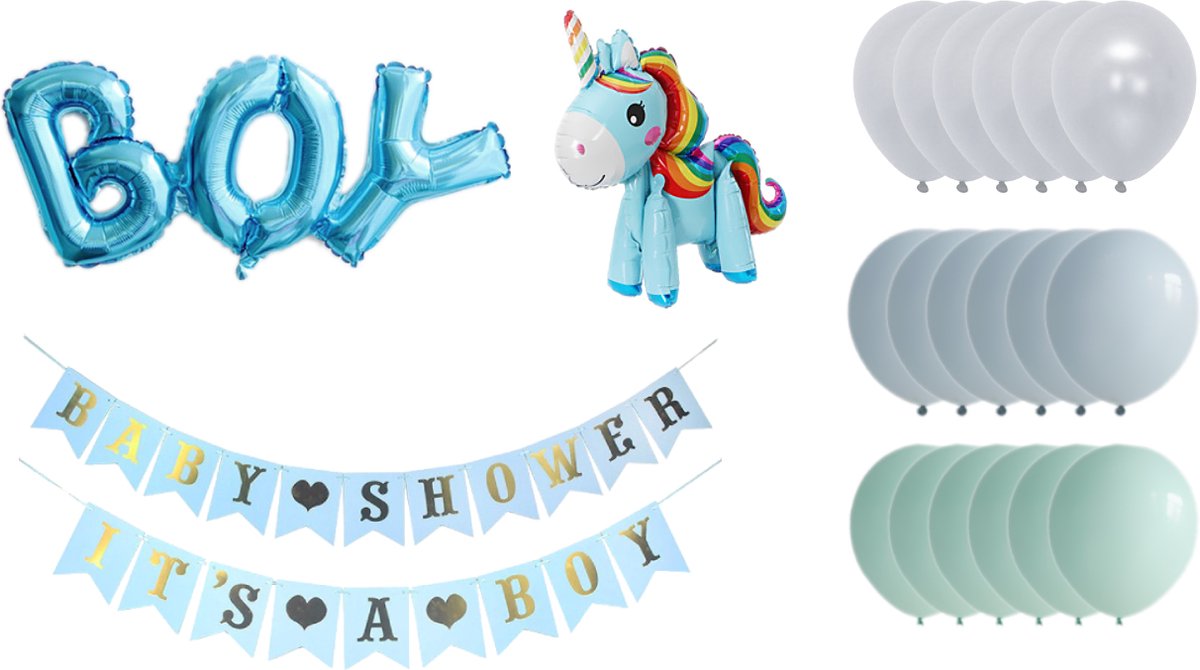 Babyshower versiering Unicorn (Jongen)- PartyPro.nl