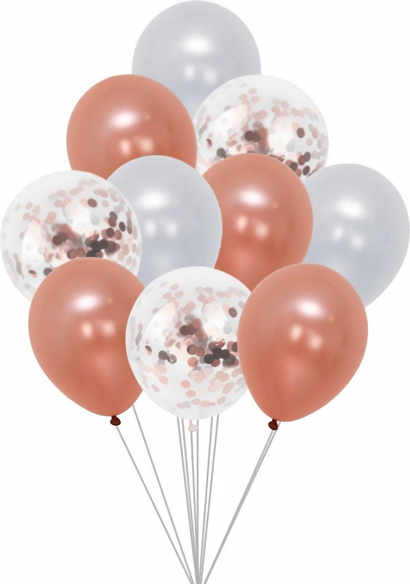 Ballonnenset Wit/Rosé (10 stuks / 30 CM)- PartyPro.nl