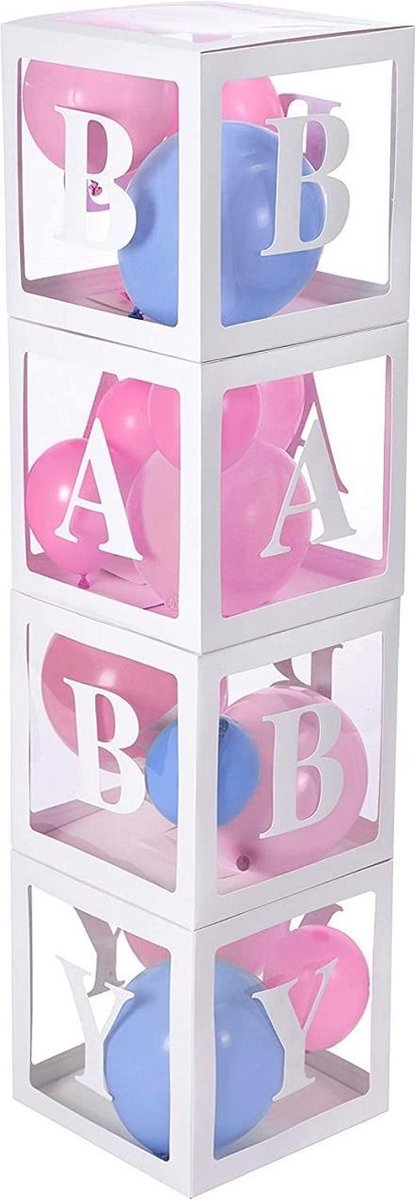 PartyPro - BABY Ballonnen Box - WIT - Ballonnenbox - Gender Reveal - Babyshower