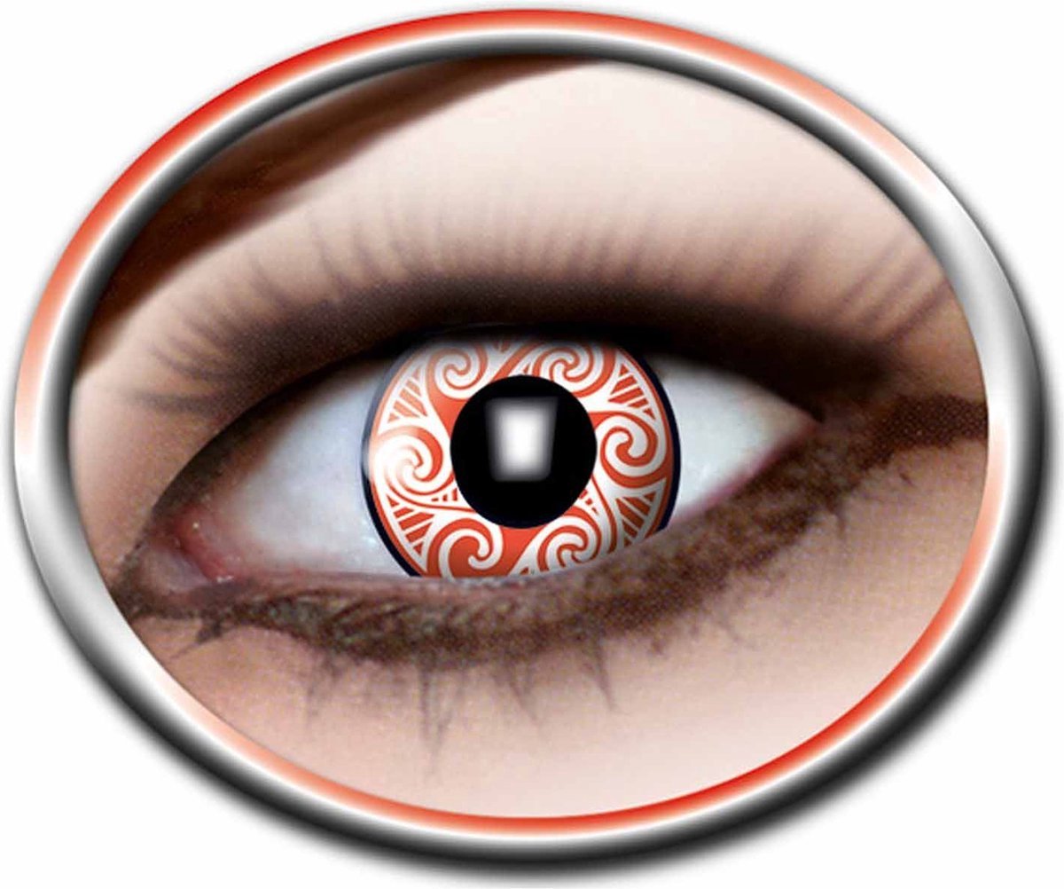   kleurlenzen - swirls lenzen - 3 maand lenzen - rood wit. Carnaval / Feest / Halloween / Koningsdag / Festival