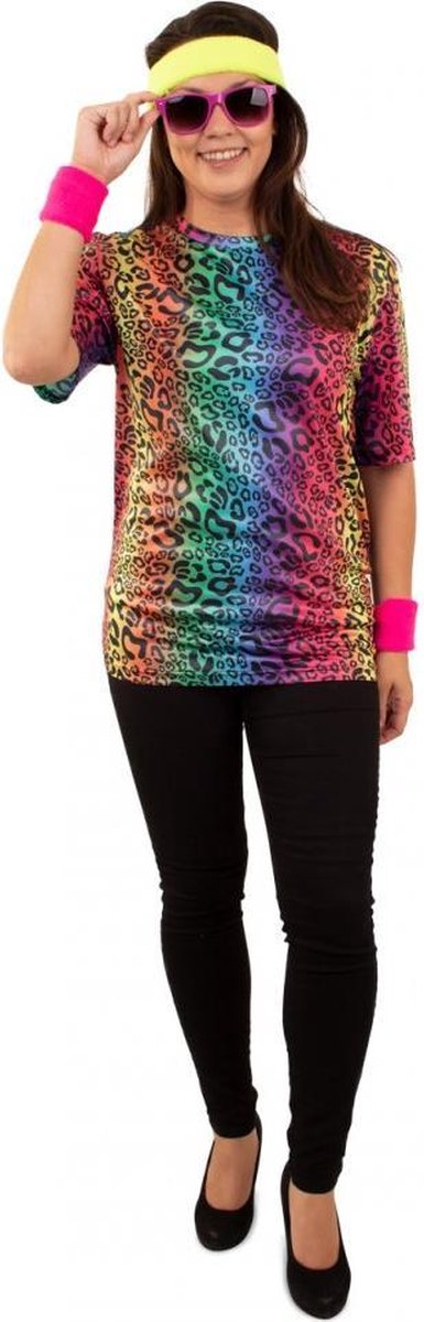 Fout T-Shirt Neon Panterprint Volwassenen - Maat L