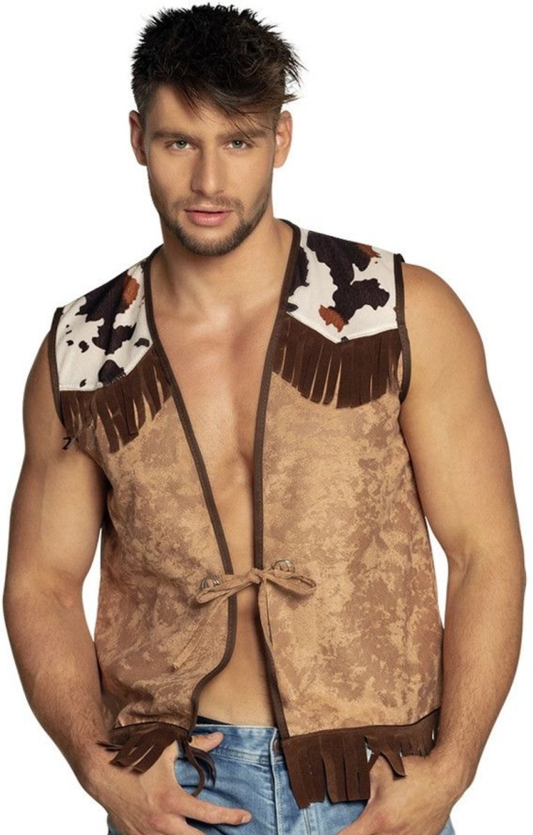 PartyXplosion - Kostuum - Vest - Cowboy - Bruin - M