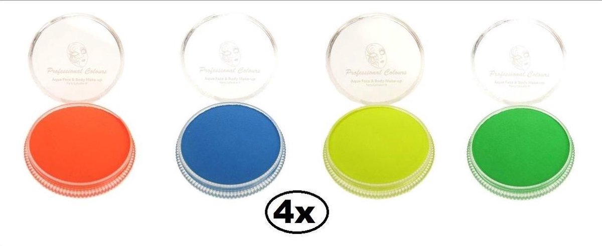 PartyXplosion 4x Aqua Schmink FLUOR 30 gram Assortie