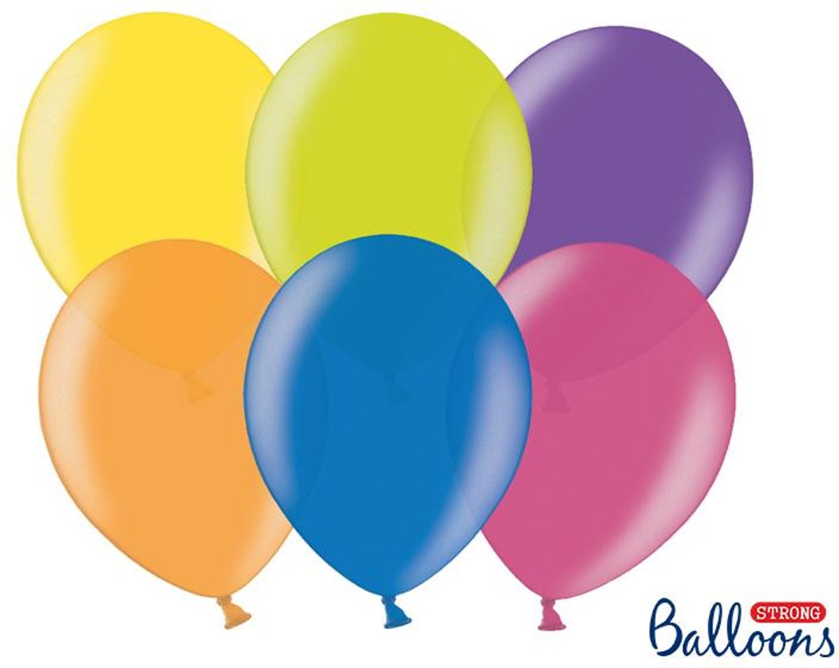 1e klas metallic ballonnen assorti gekleurd 27cm 100 stuks