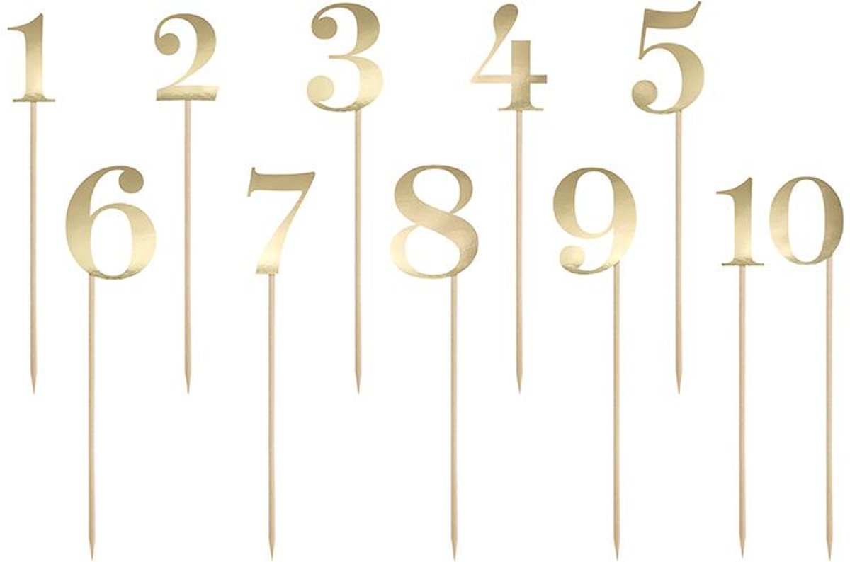 Table numbers, goud, 25.5-26.5cm (1 zakje met 11 stuks)