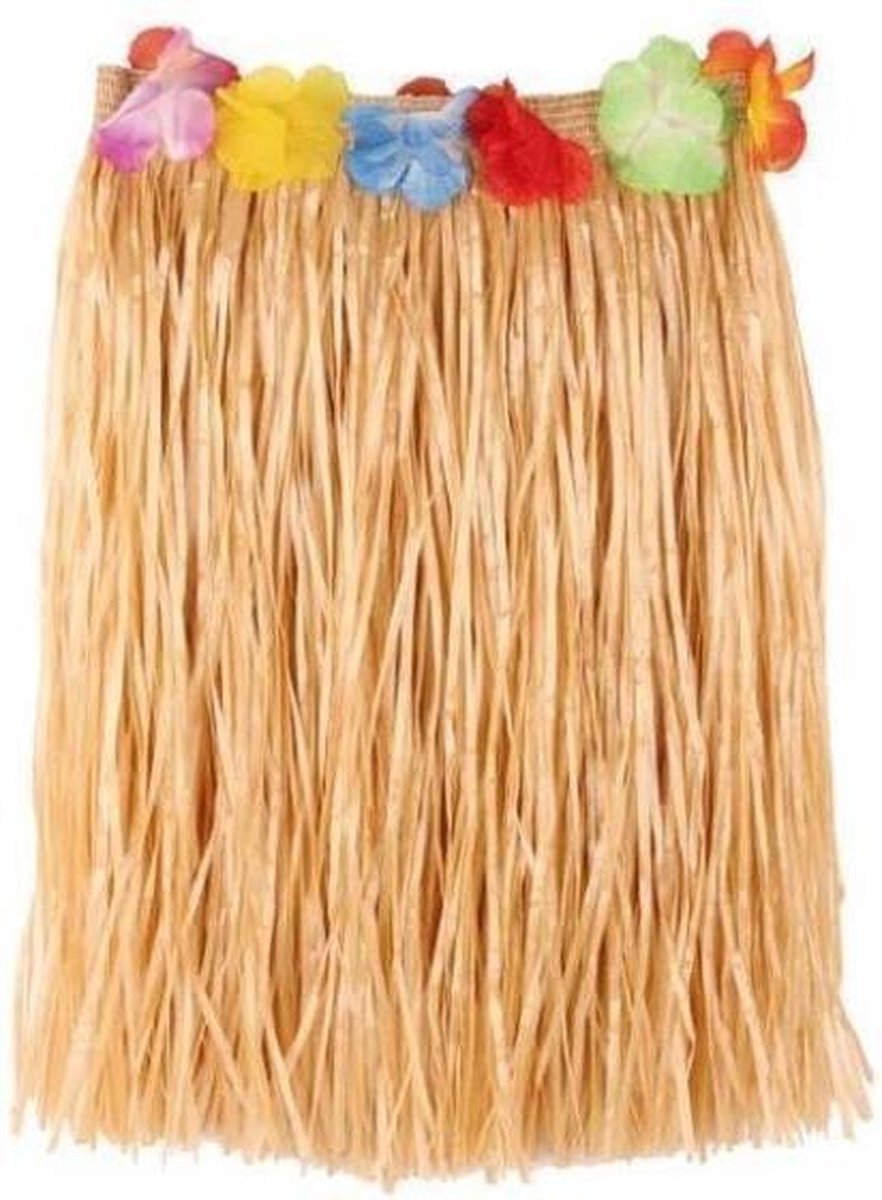 Raffia Rok Naturel + Bloemen 50cm