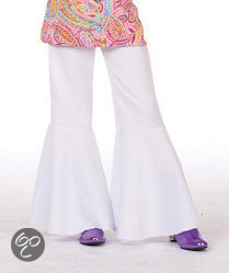 Carnavalskleding Hippie broek bi-stretch wit kind Maat 128